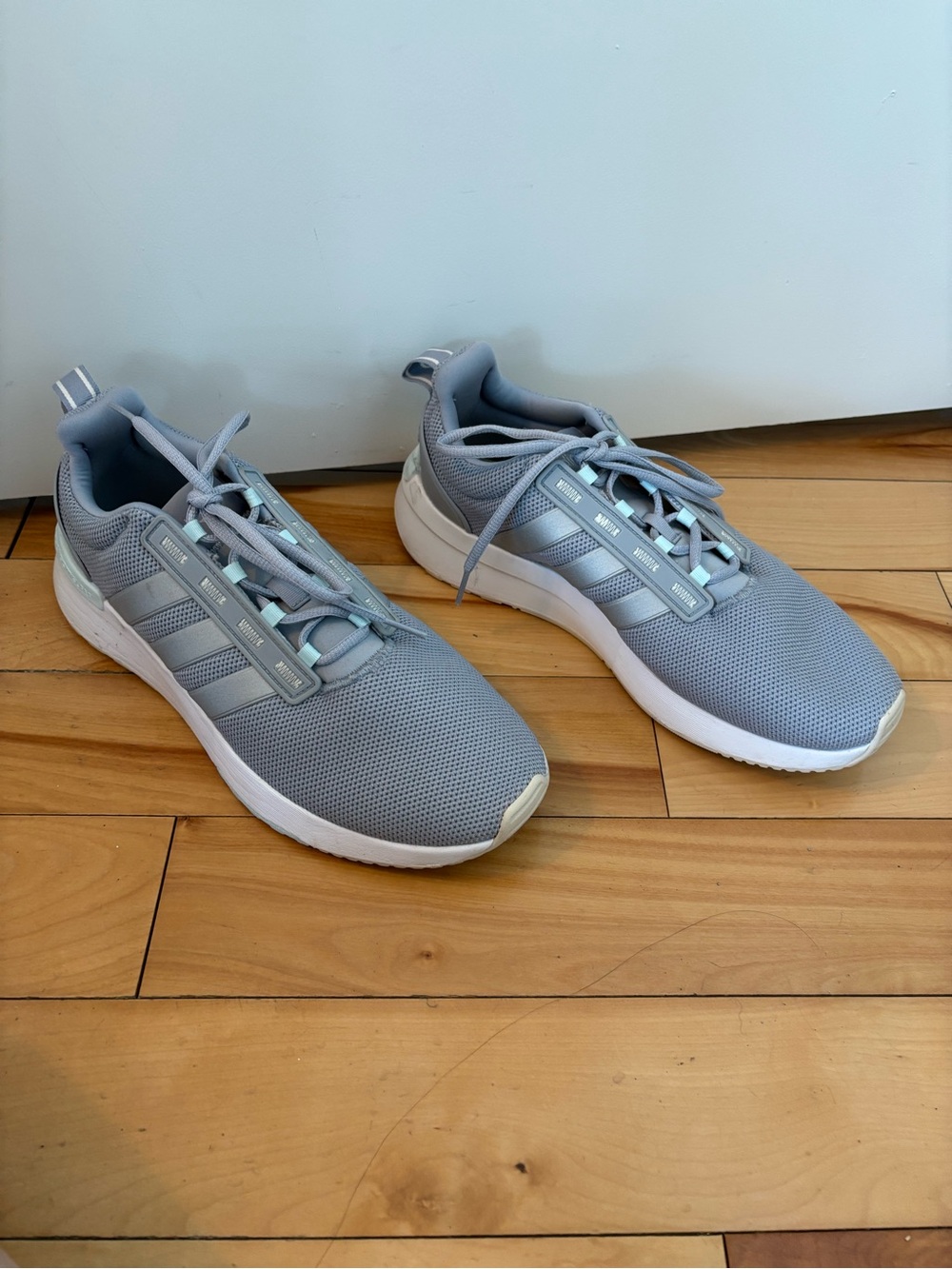 adidas Cloudfoam Gray Athletic Sneakers with Mint Accents - Picture 2 of 6